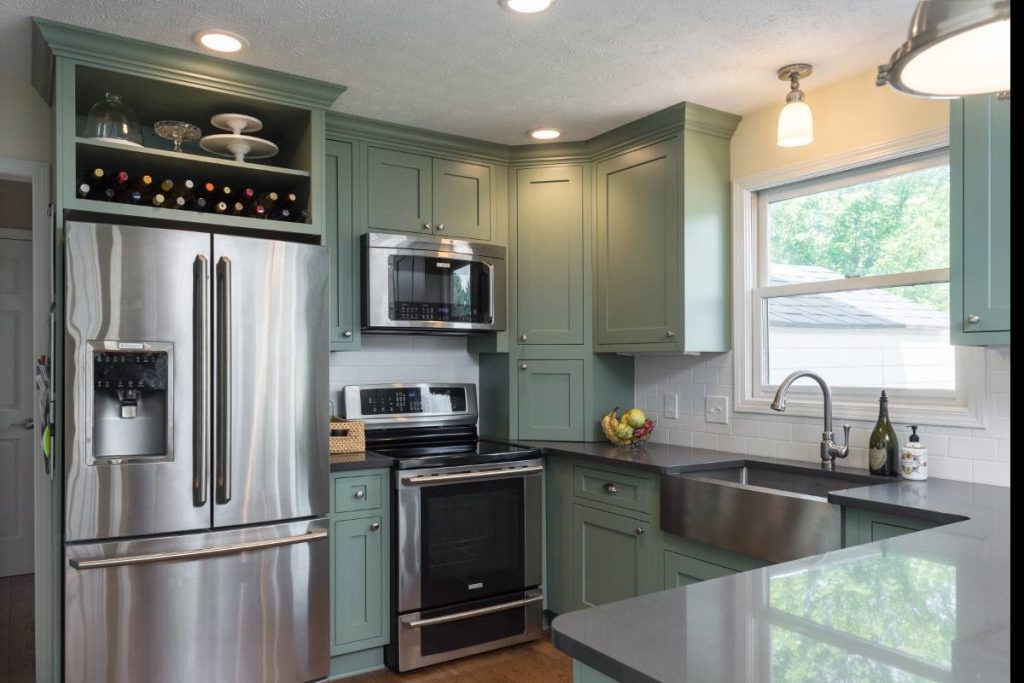 Williamston kitchen remodel with green cabinets