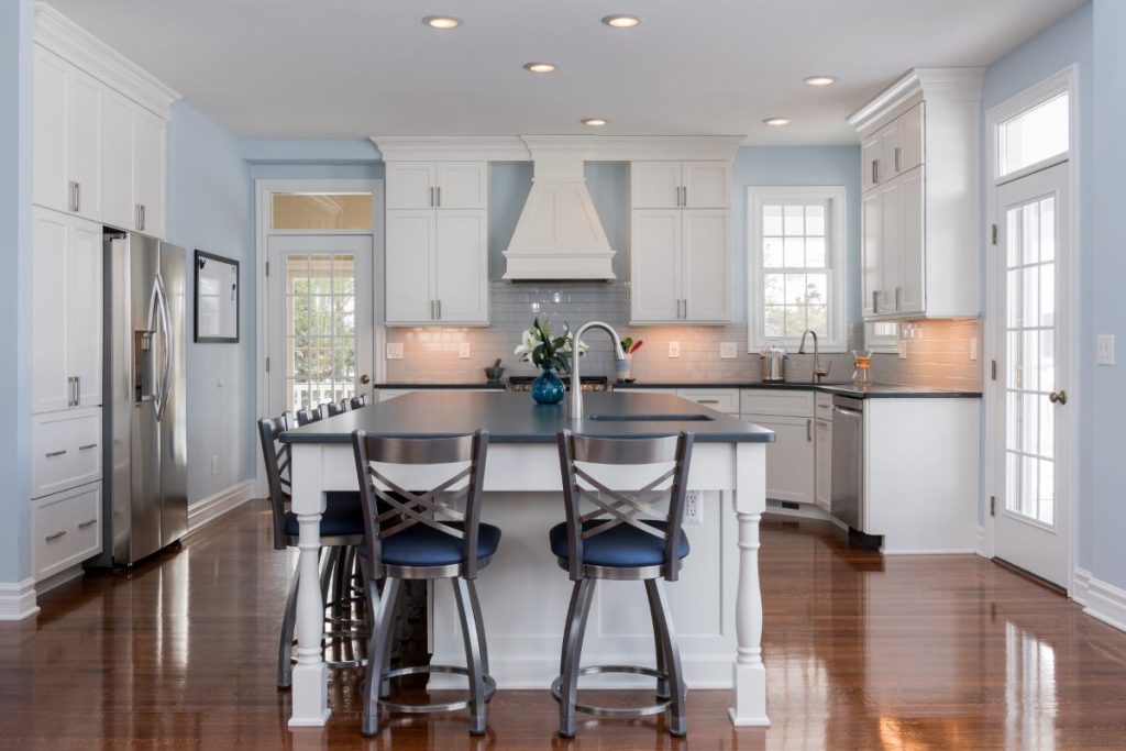 New kitchen remodel with island located in city of Bath