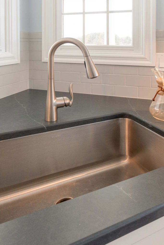 Stainless steel faucet with undermount kitchen sink