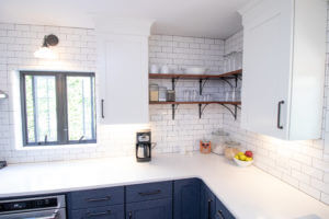 open shelving in kitchen