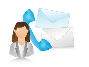 receptionist with phone and envelope. vector illustration